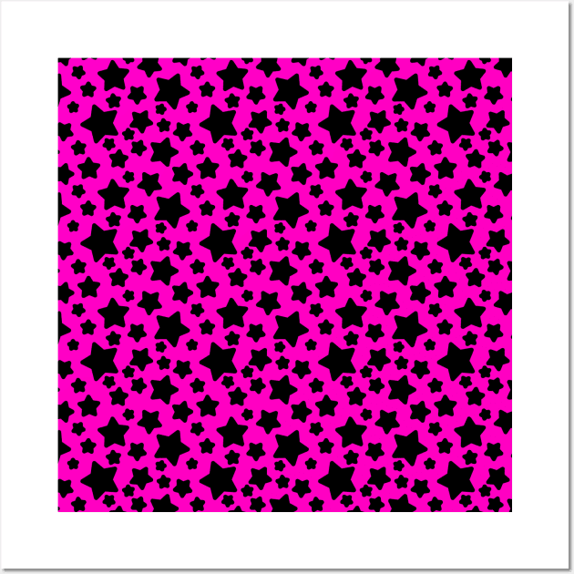 Black Purple Hot Pink Stars Wall Art by saradaboru